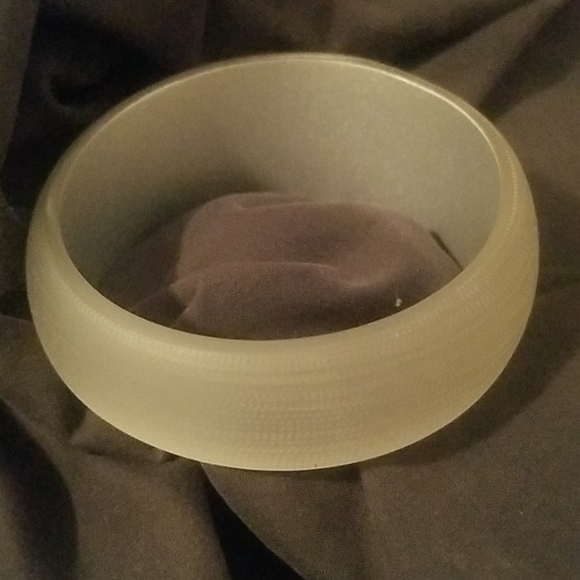 Frosted Grey Lucite Rhinestone Bangle - Picture 2 of 6